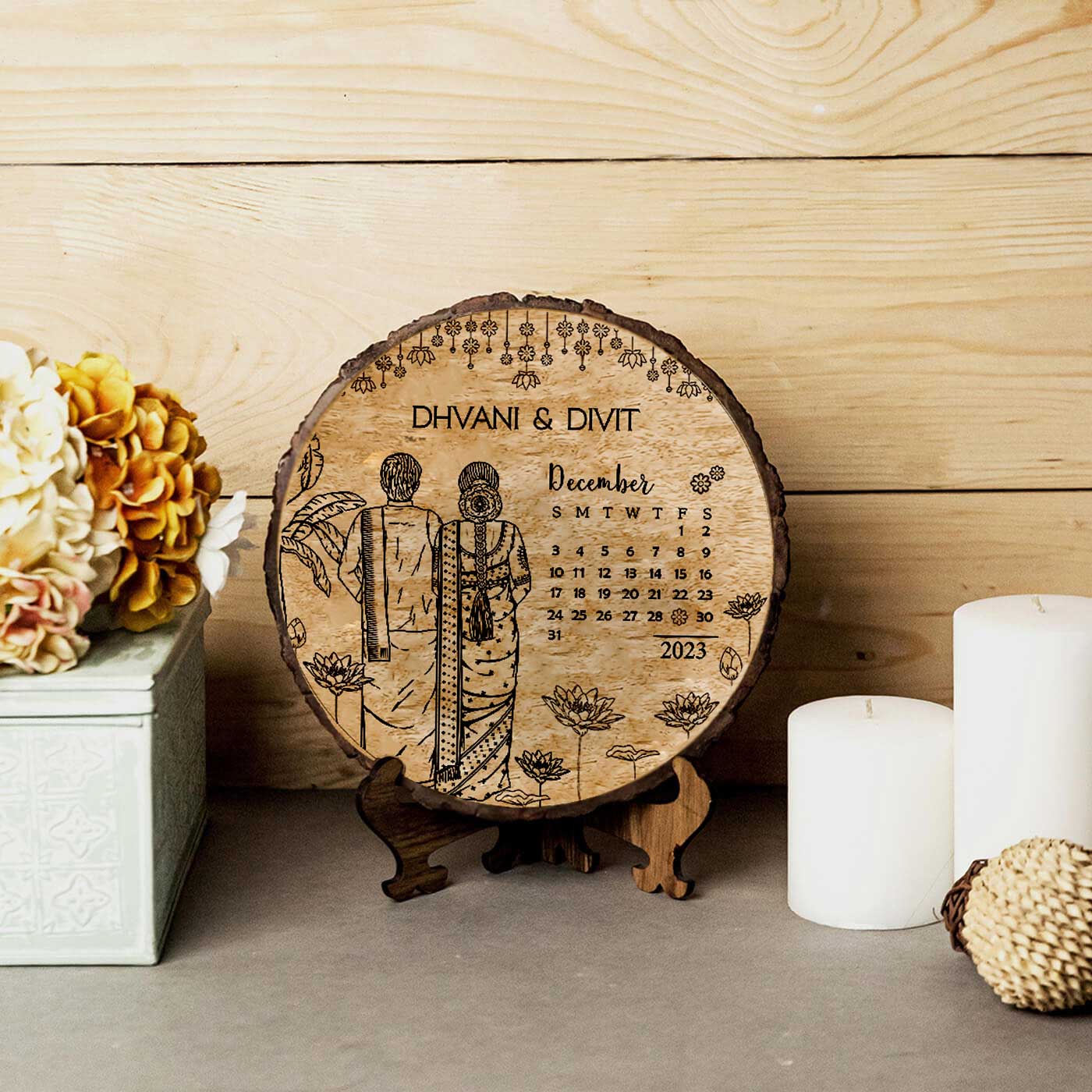 CUSTOMIZED SOUTH INDIAN WEDDING GIFT' - Wooden Plaque